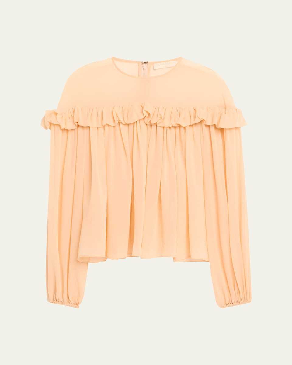 Peggy Ruffle-Trim Silk Blouse